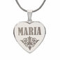 Maria - Engraved Heart Pendant Necklace