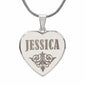 Jessica - Engraved Heart Pendant Necklace