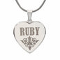 Ruby - Engraved Heart Pendant Necklace