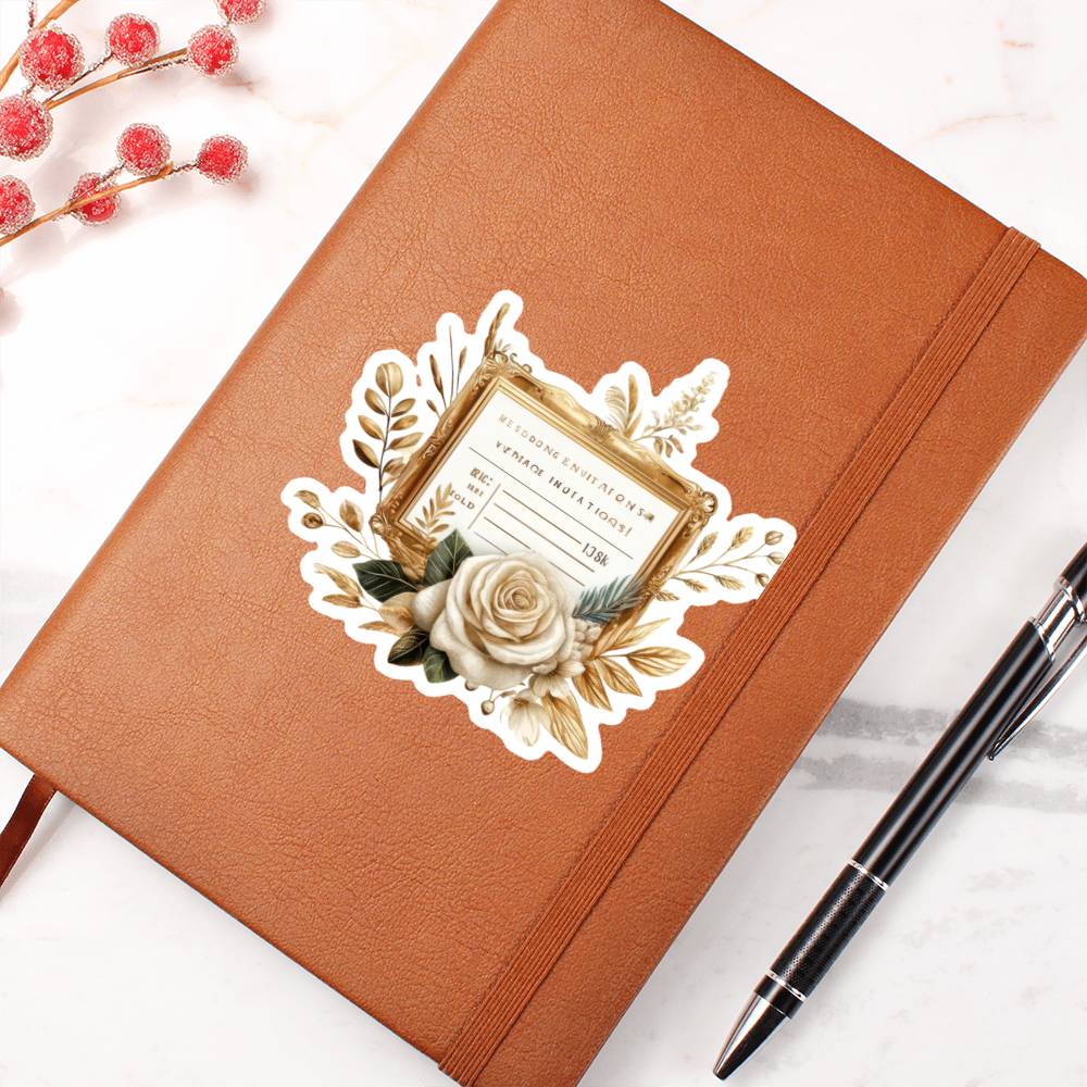 Luxury Wedding Decor Sticker 089 - Vegan Leather Journal