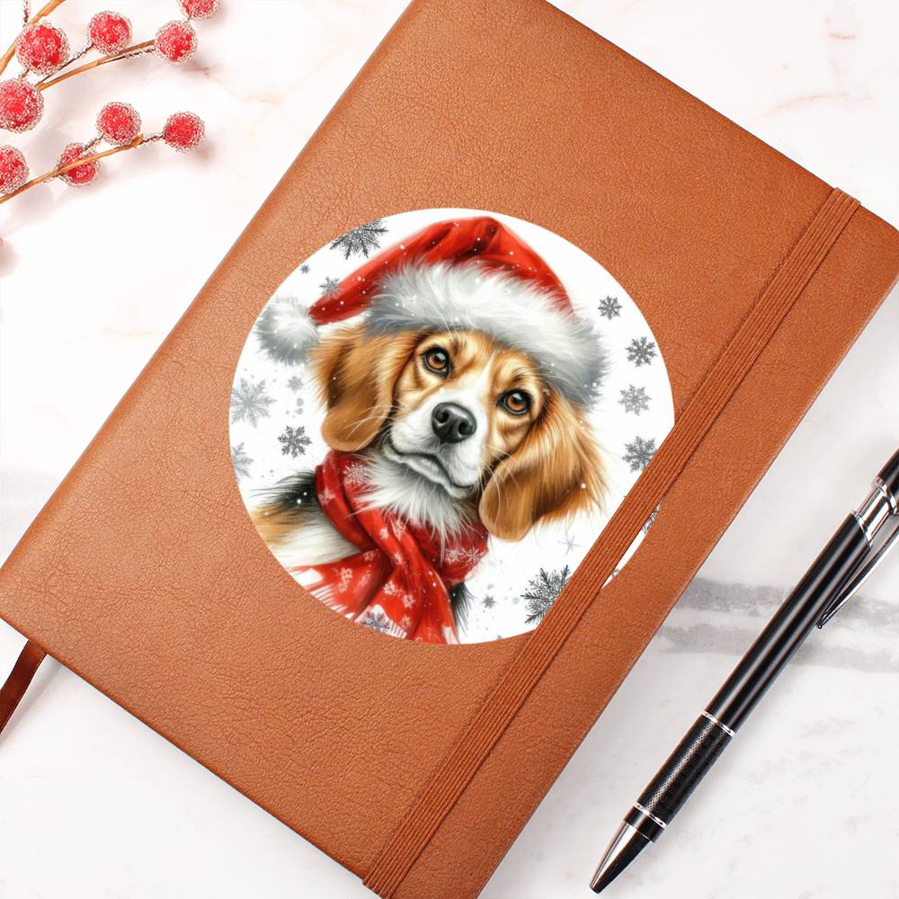 Christmas Dog - Harrier - Vegan Leather Journal