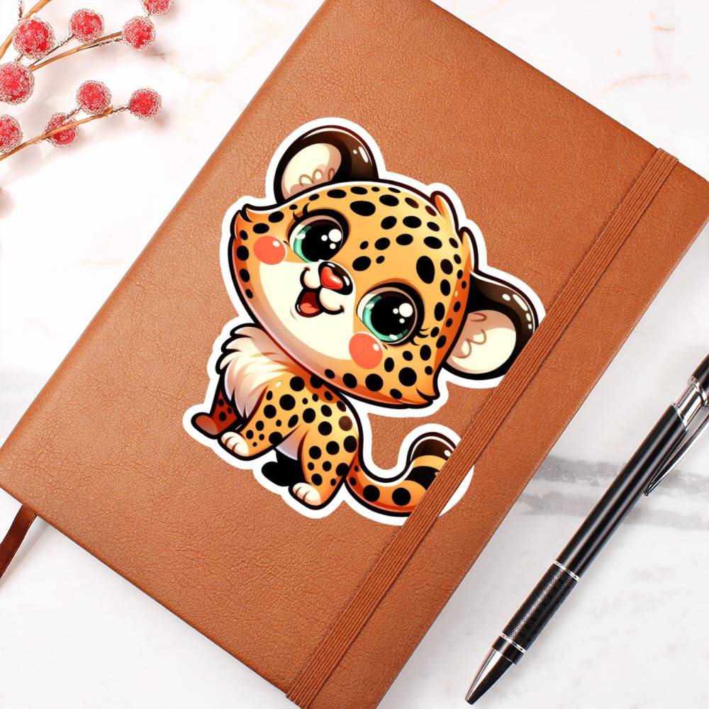 Cute Cheetah sticker 13 - Vegan Leather Journal