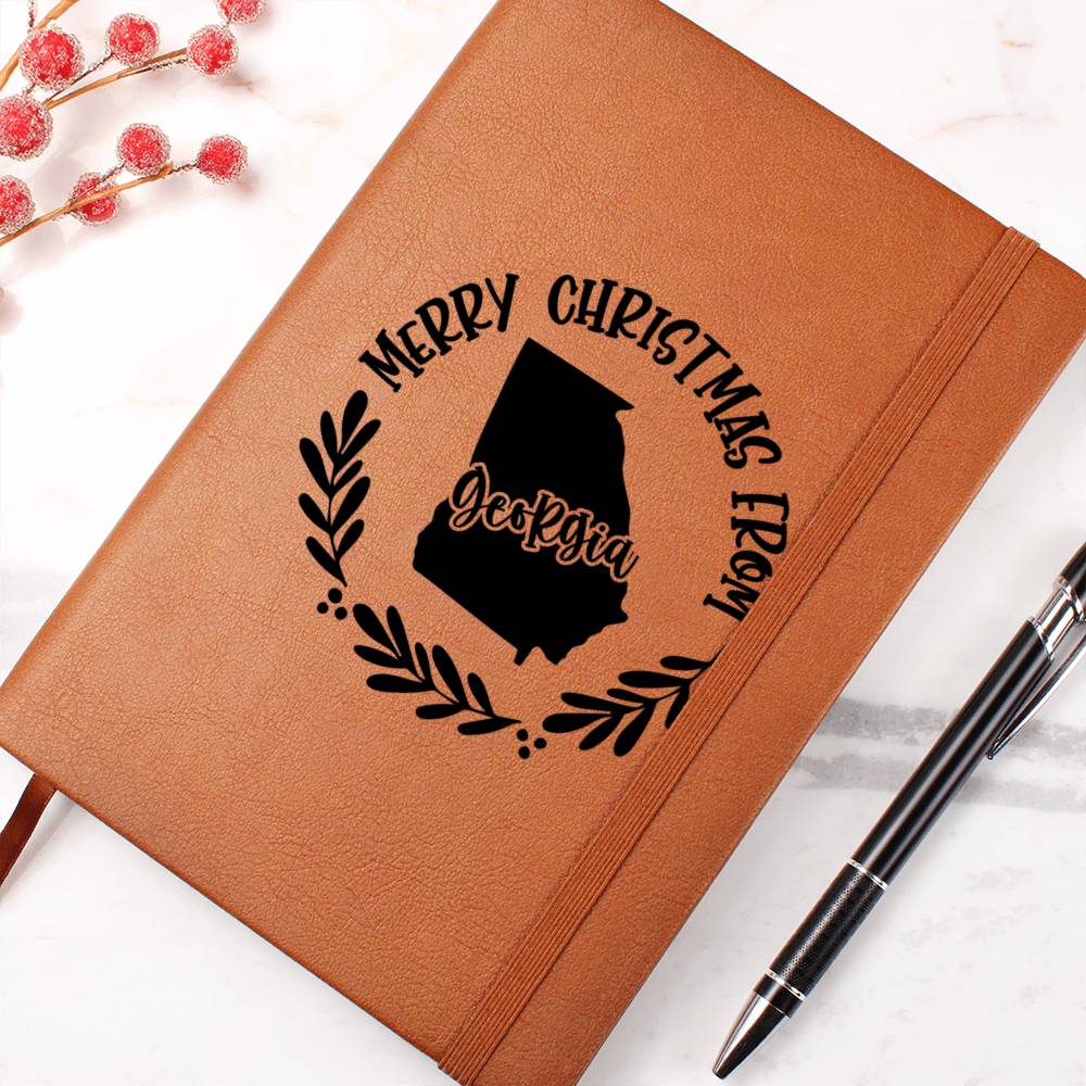 Merry Christmas From Georgia - Vegan Leather Journal