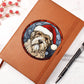 Dog Stained Glass Christmas Design 014 - Vegan Leather Journal