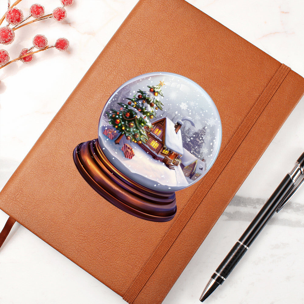 Watercolor Christmas Snow Globe 032 - Vegan Leather Journal