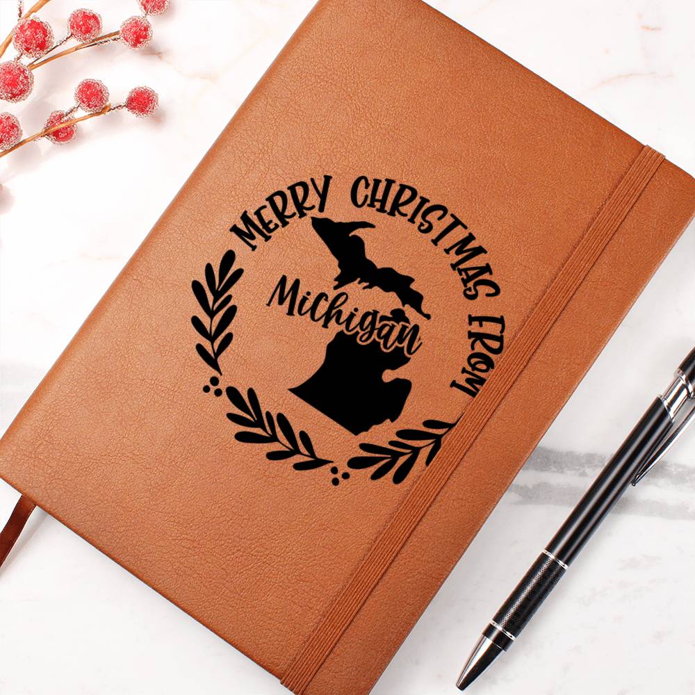 Merry Christmas From Michigan - Vegan Leather Journal