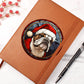 Dog Stained Glass Christmas Design 015 - Vegan Leather Journal