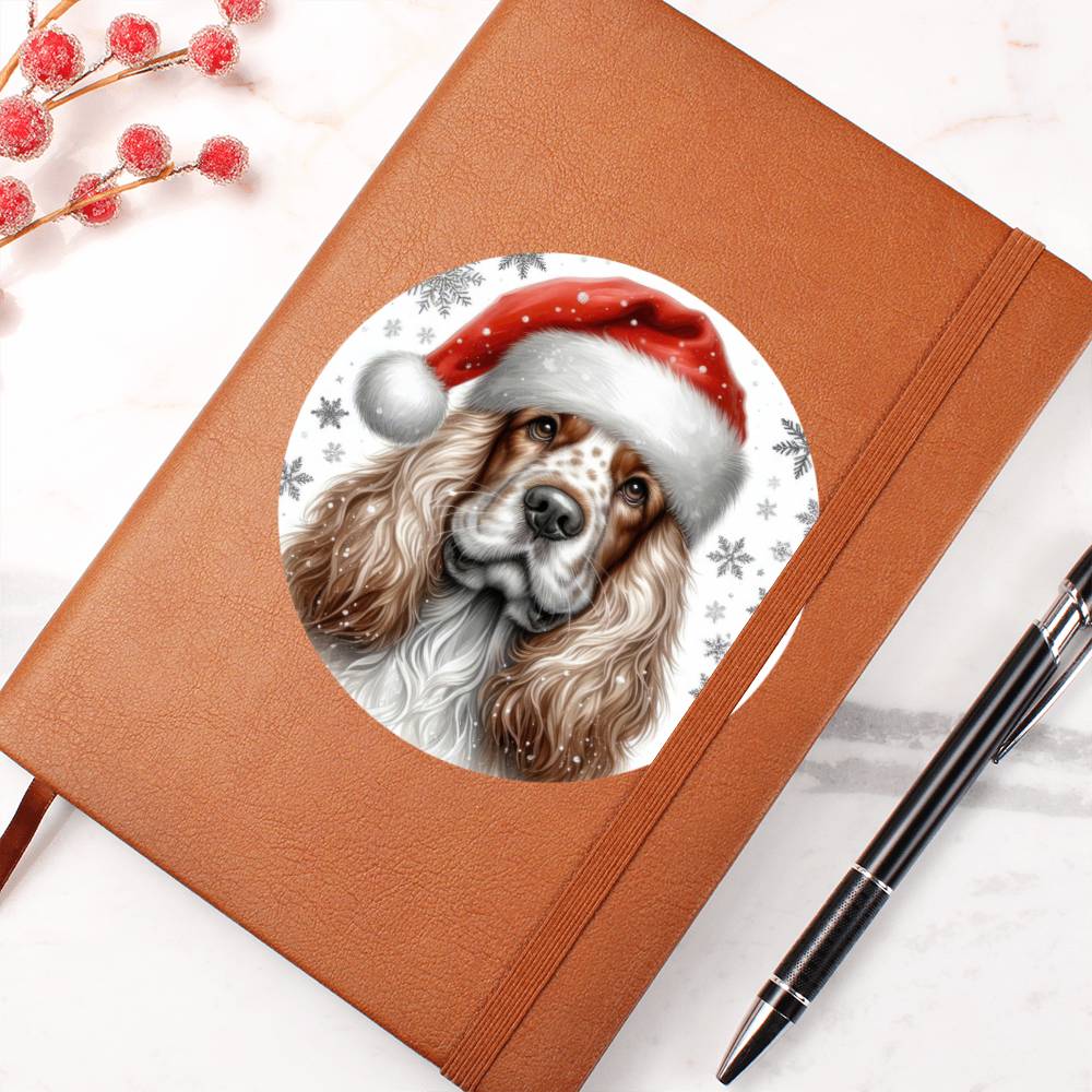 Christmas Dog - Clumber Spaniel - Vegan Leather Journal