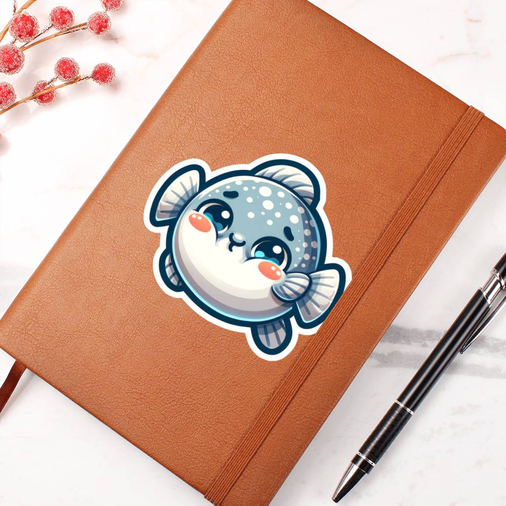 Cute Sunfish (Mola Mola) sticker 184 - Vegan Leather Journal