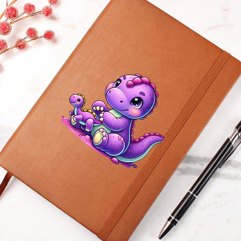 Colorful Baby Dinosaur 020 - Vegan Leather Journal