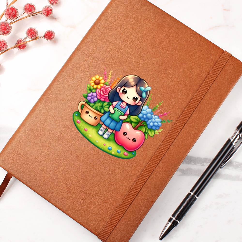 Cute Back to School Sticker 040 - Vegan Leather Journal