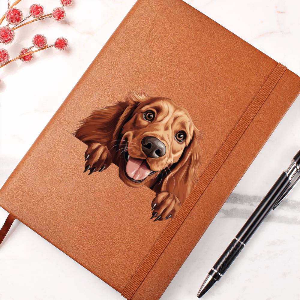 Irish Setter Peeking - Vegan Leather Journal