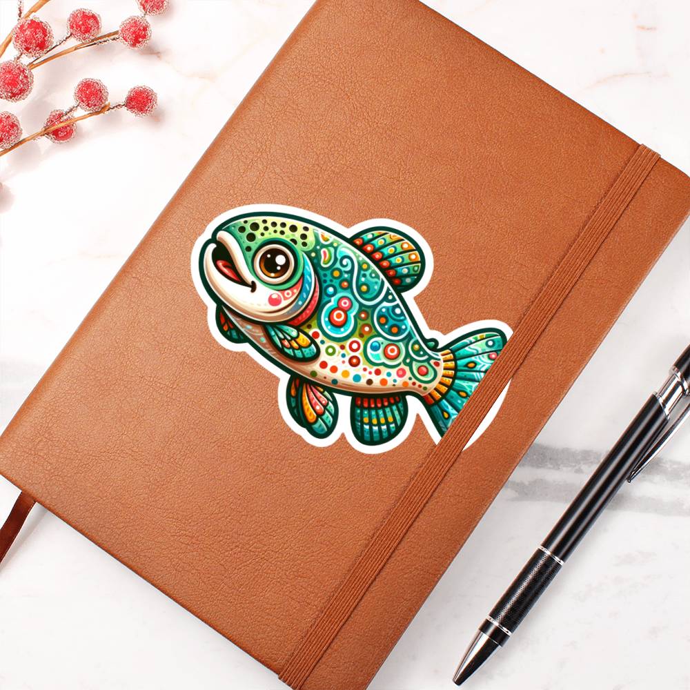 Cute Trout sticker 198 - Vegan Leather Journal