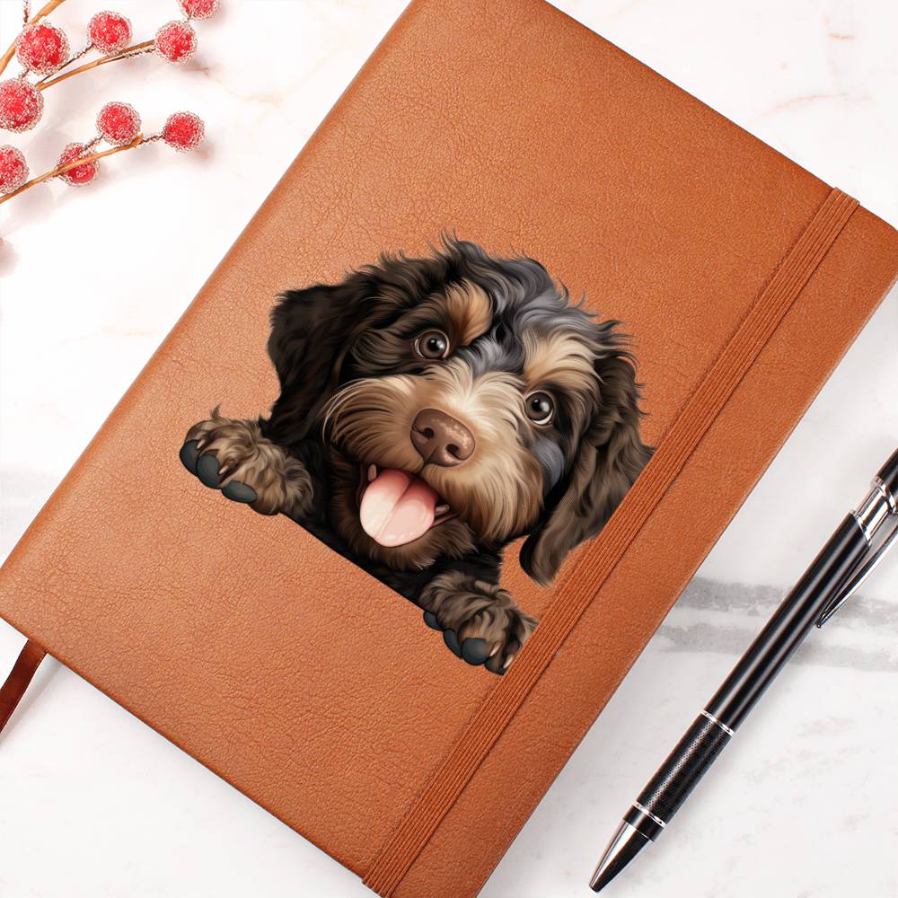 Barbet Peeking - Vegan Leather Journal