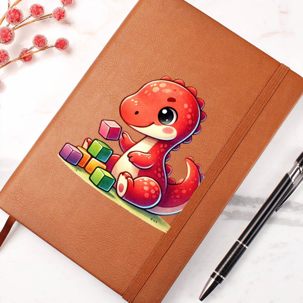 Colorful Baby Dinosaur 019 - Vegan Leather Journal