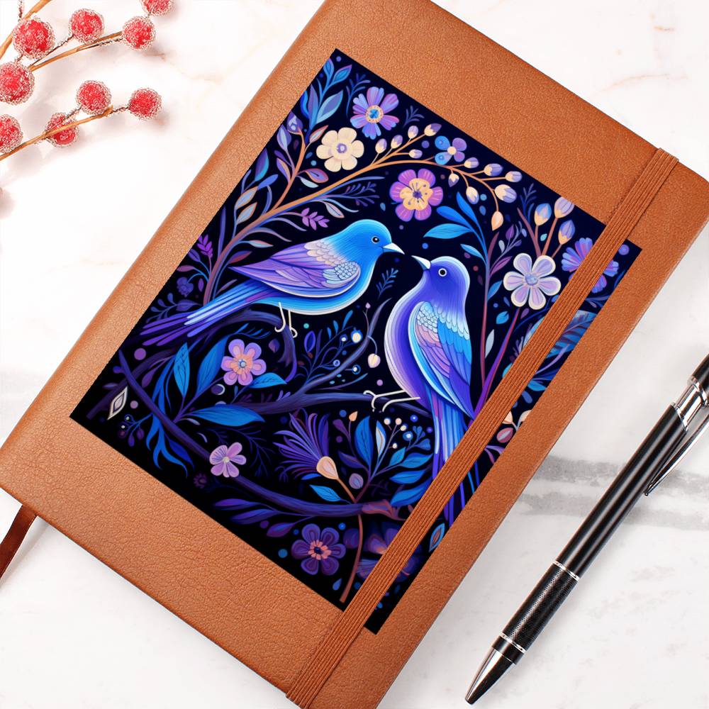 Birds And Floral Design 143 - Vegan Leather Journal