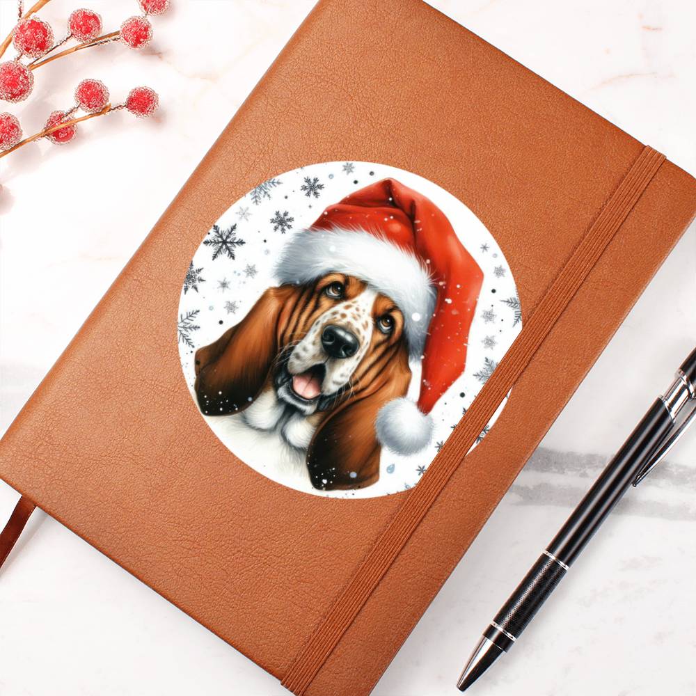 Christmas Dog - Basset Hound - Vegan Leather Journal