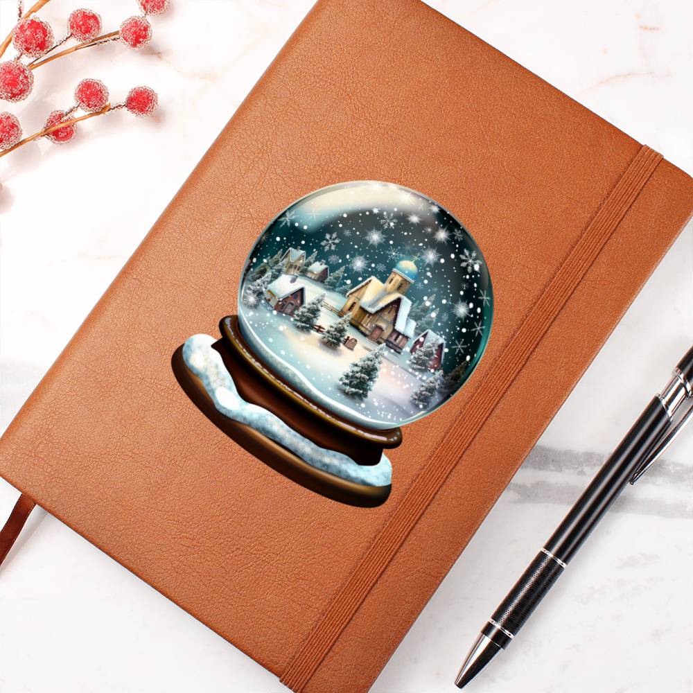 Watercolor Christmas Snow Globe 029 - Vegan Leather Journal