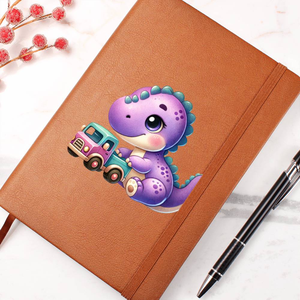 Colorful Baby Dinosaur 097 - Vegan Leather Journal