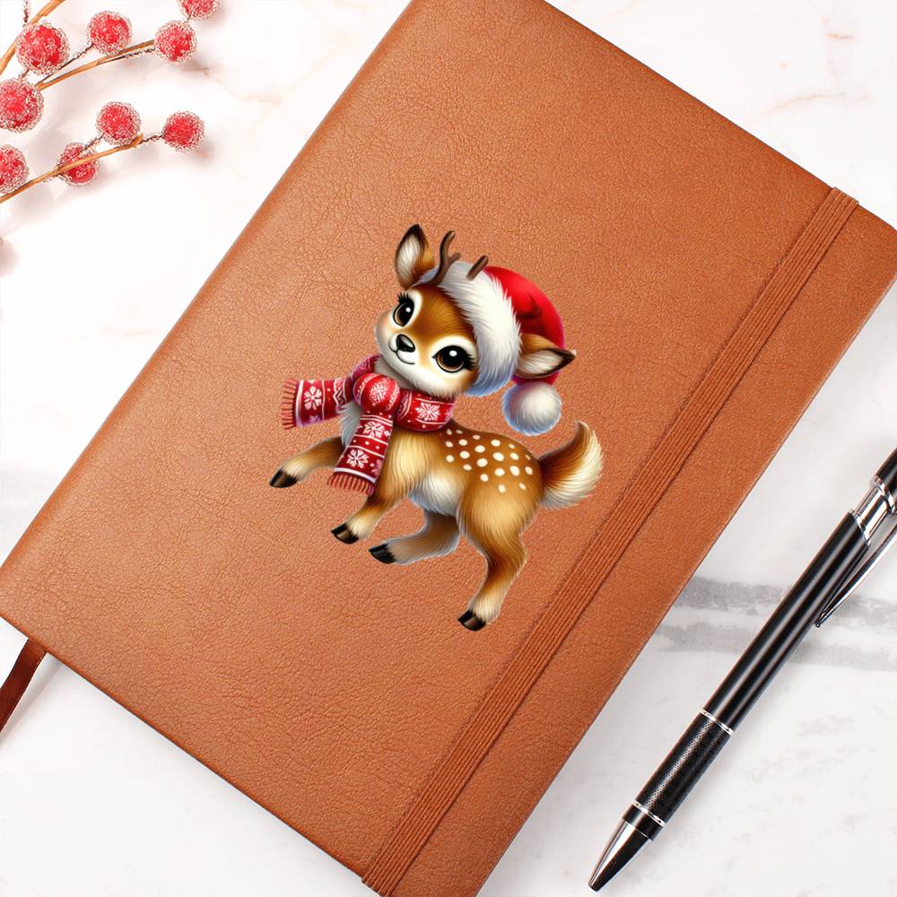 Cute Christmas Reindeer 013 - Vegan Leather Journal