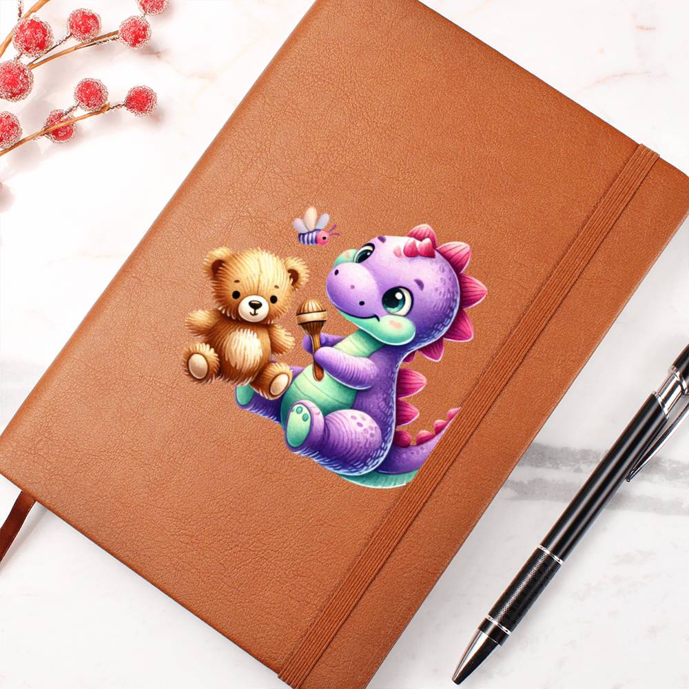 Colorful Baby Dinosaur 046 - Vegan Leather Journal