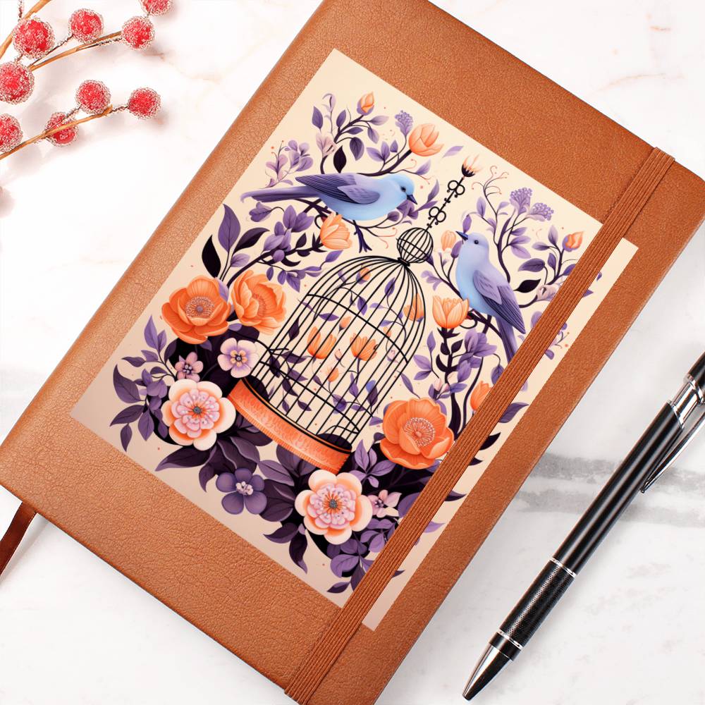 Birds And Floral Design 110 - Vegan Leather Journal