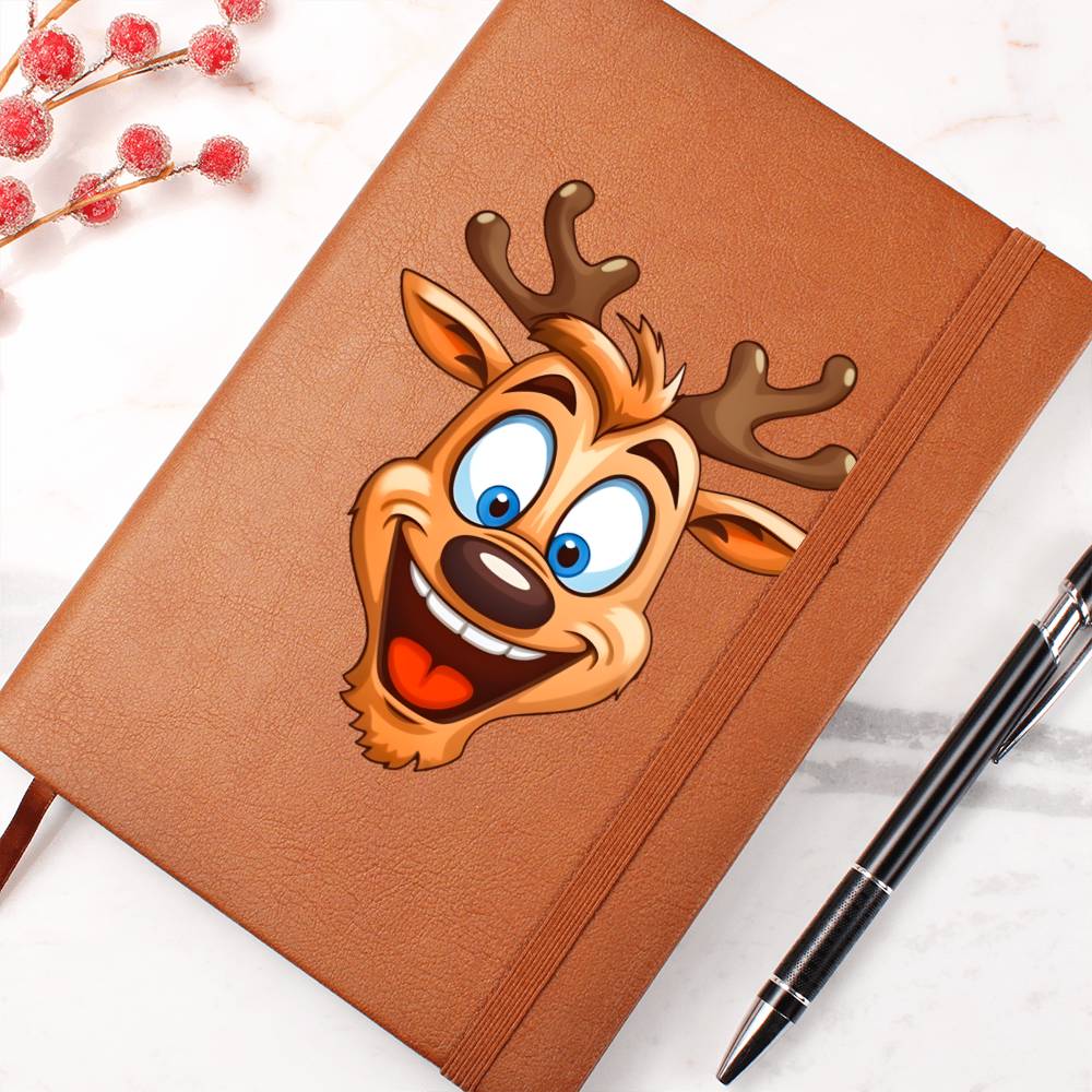 Funny Reindeer Face 04 - Vegan Leather Journal