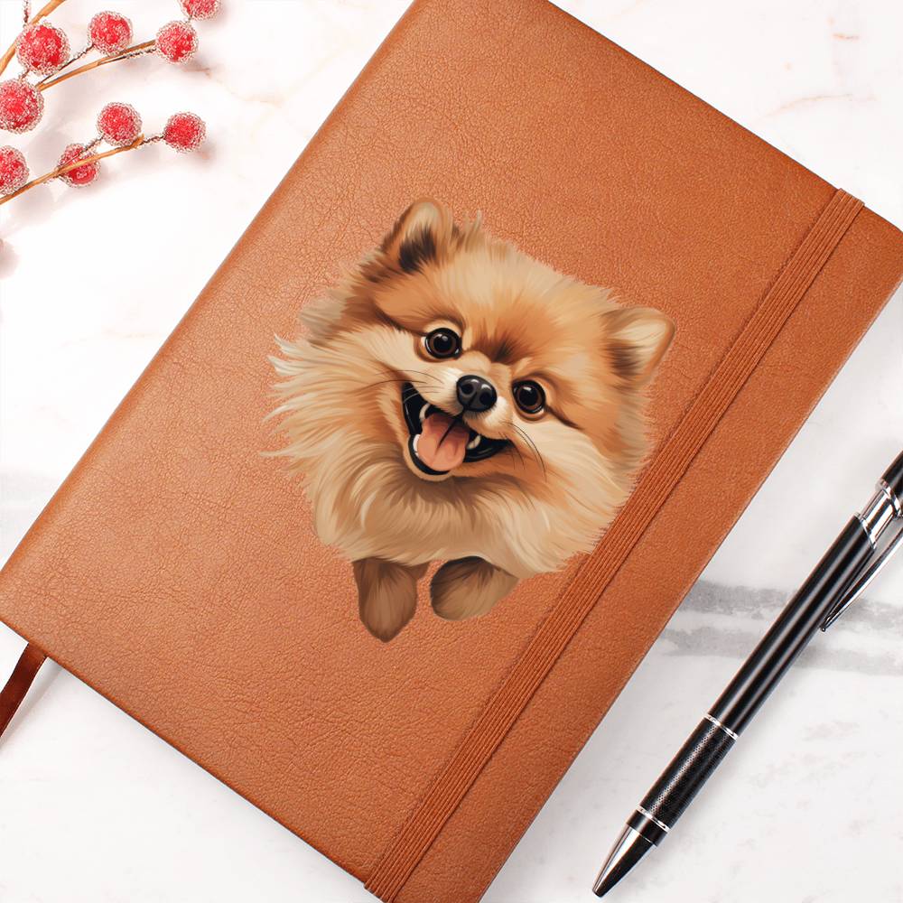 Pomeranian Peeking - Vegan Leather Journal