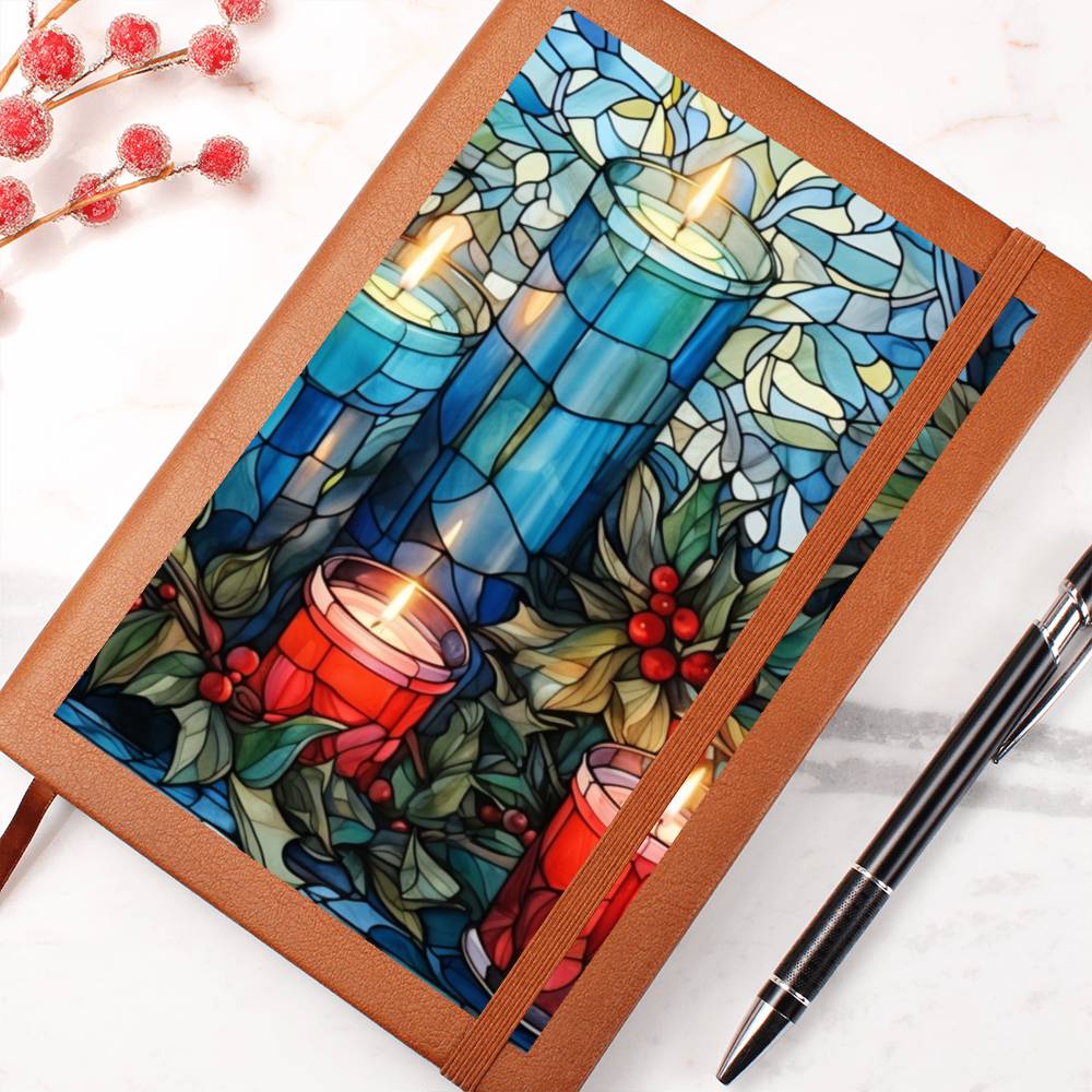 Christmas Stained Glass Design 001 - Vegan Leather Journal