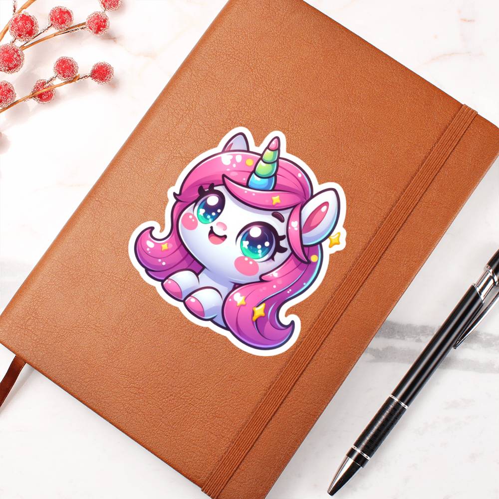 Cute Unicorn sticker 207 - Vegan Leather Journal