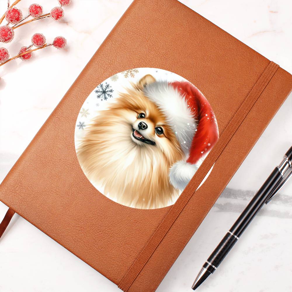 Christmas Dog - Pomeranian - Vegan Leather Journal