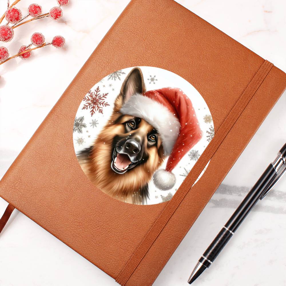 Christmas Dog - German Shepherd - Vegan Leather Journal