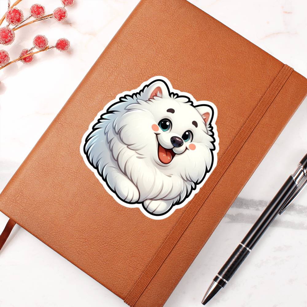 Cute Samoyed dog sticker 155 - Vegan Leather Journal