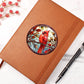 Christmas Red Cardinal Stained Glass Design 031 - Vegan Leather Journal