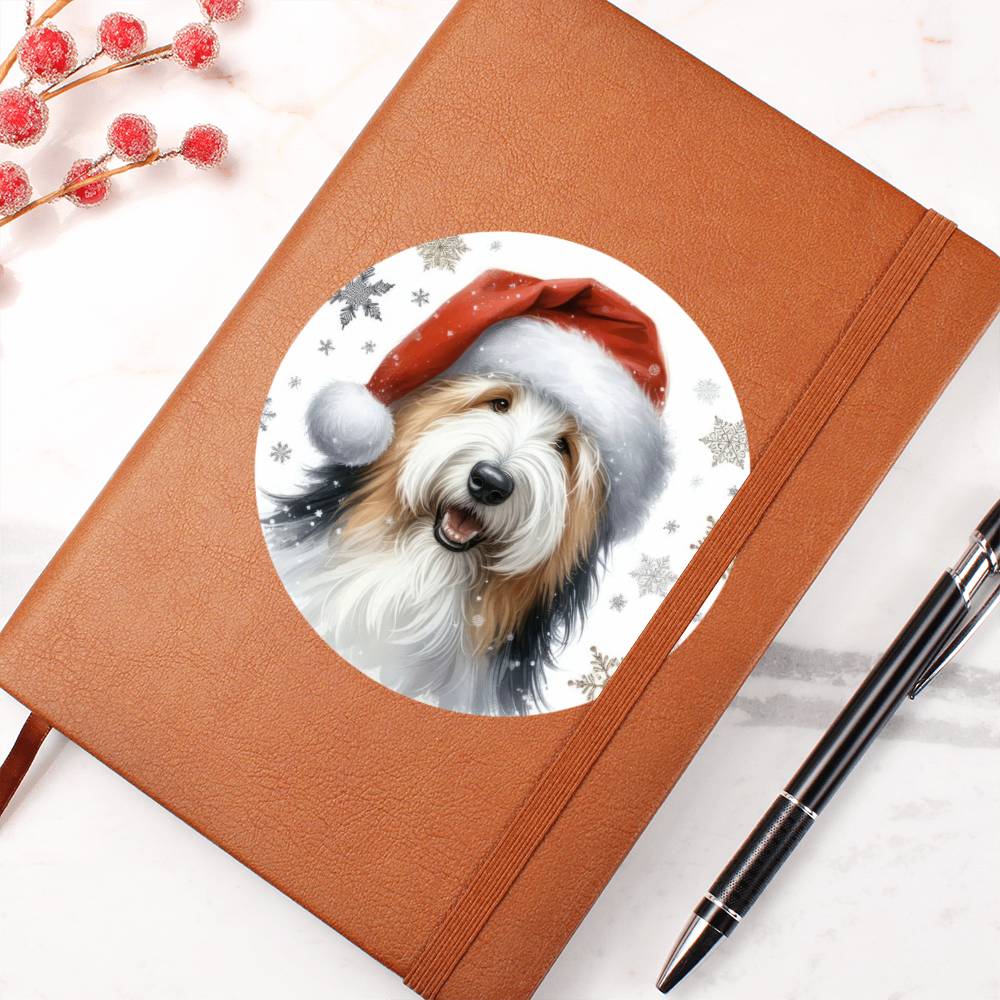 Christmas Dog - Old English Sheepdog - Vegan Leather Journal