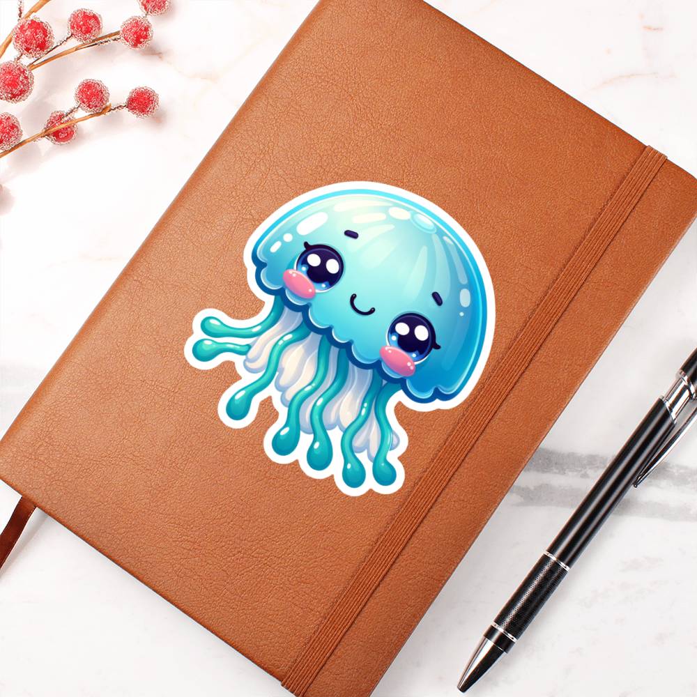Cute Jellyfish sticker 74 - Vegan Leather Journal