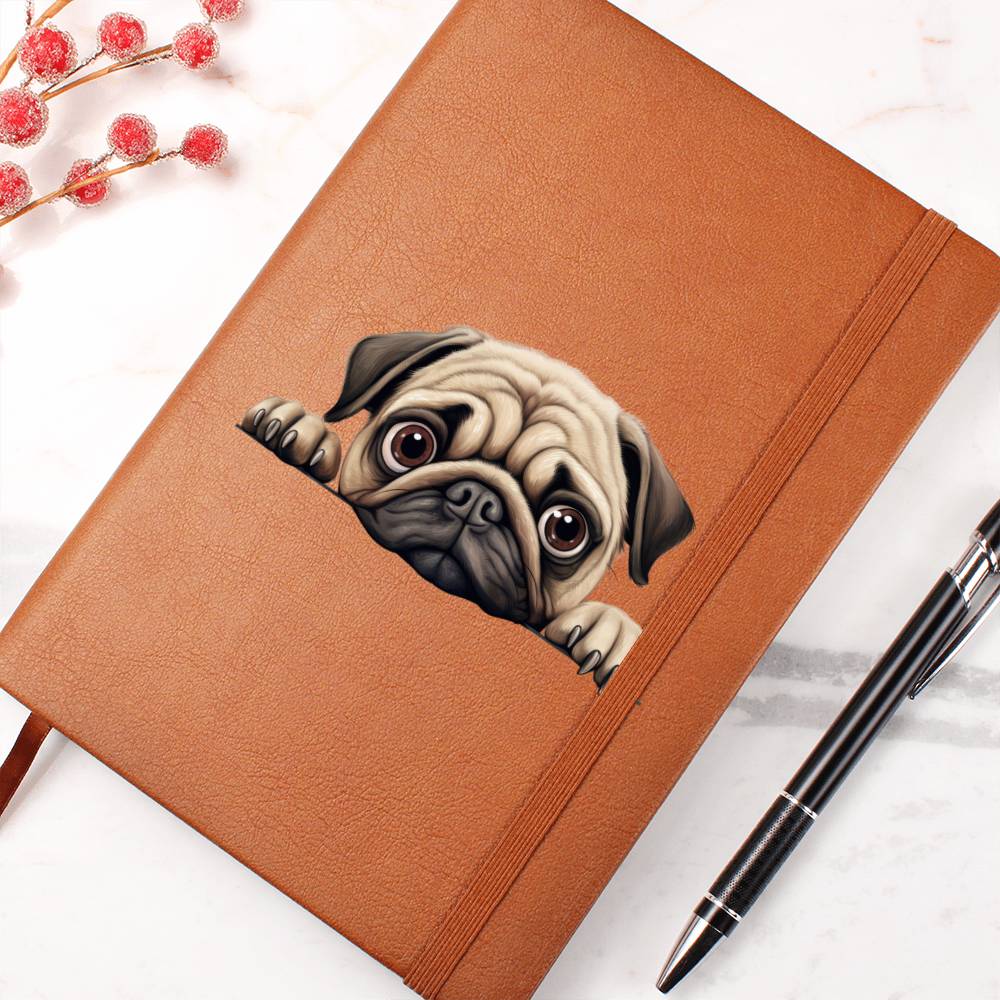 Pug Peeking - Vegan Leather Journal
