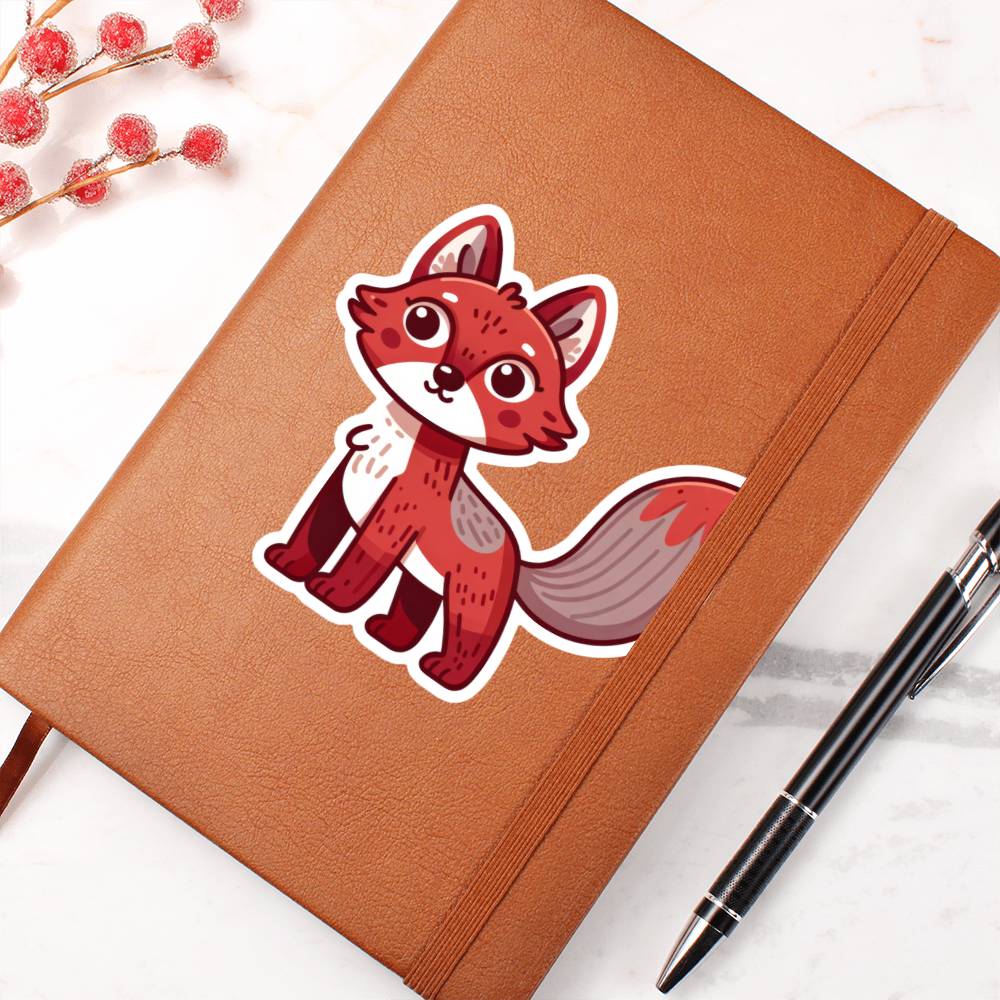 Cute Red Wolf sticker 142 - Vegan Leather Journal