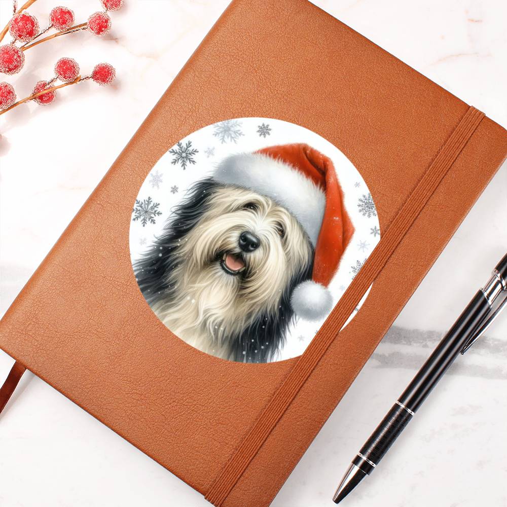 Christmas Dog - Polish Lowland Sheepdog - Vegan Leather Journal