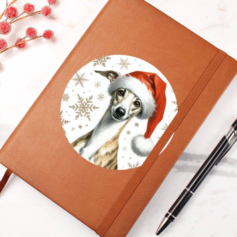 Christmas Dog - Whippet - Vegan Leather Journal
