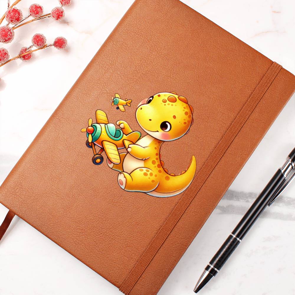 Colorful Baby Dinosaur 017 - Vegan Leather Journal