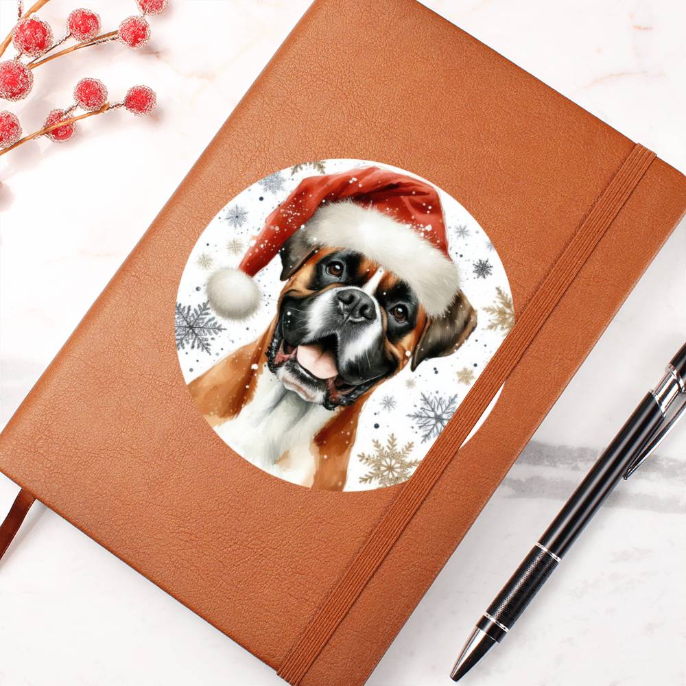 Christmas Dog - Boxer - Vegan Leather Journal