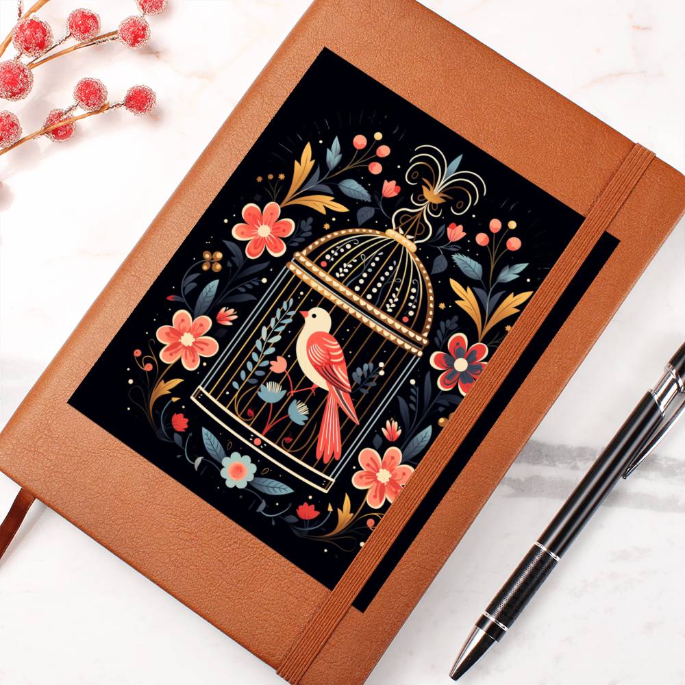 Birds And Floral Design 161 - Vegan Leather Journal