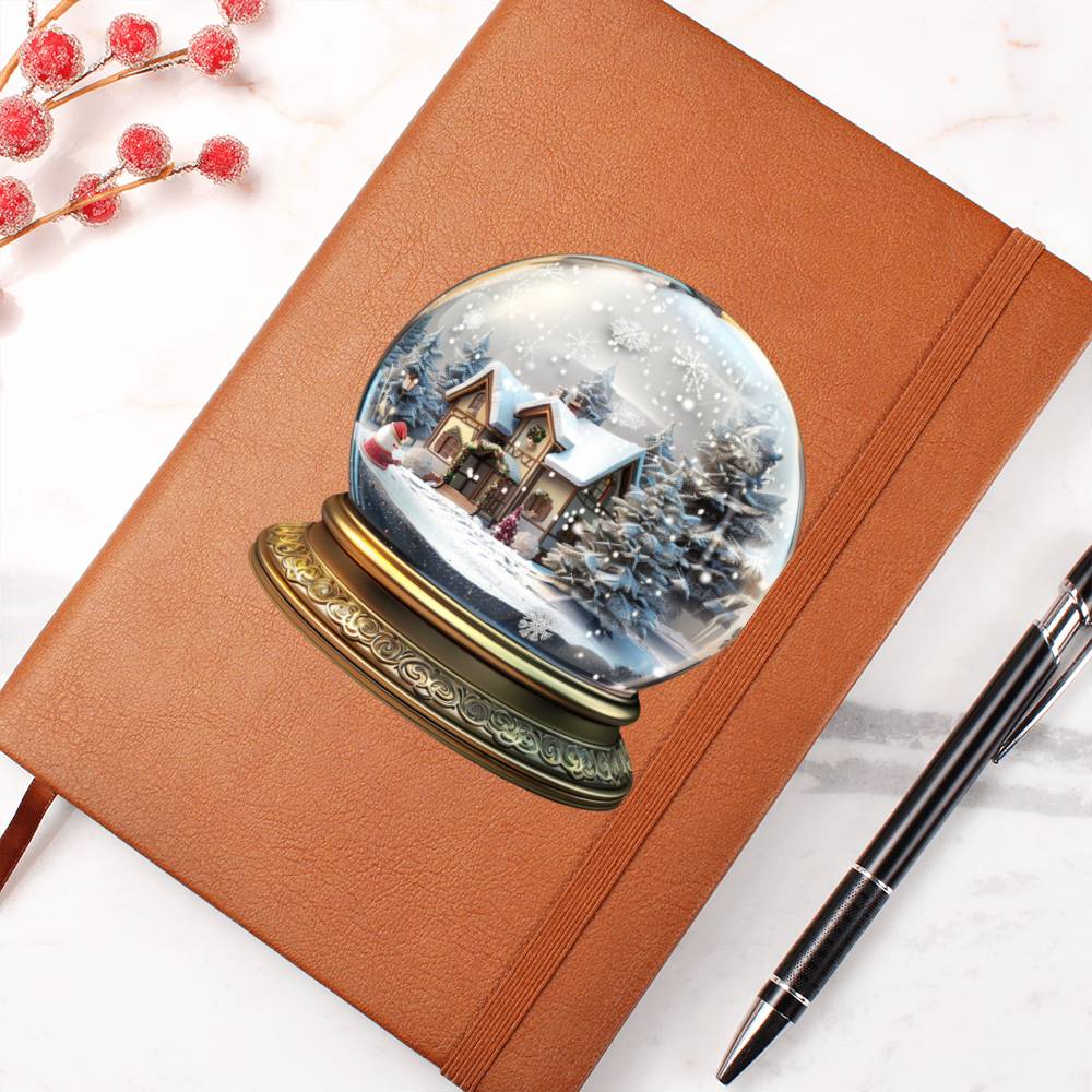 Watercolor Christmas Snow Globe 001 - Vegan Leather Journal