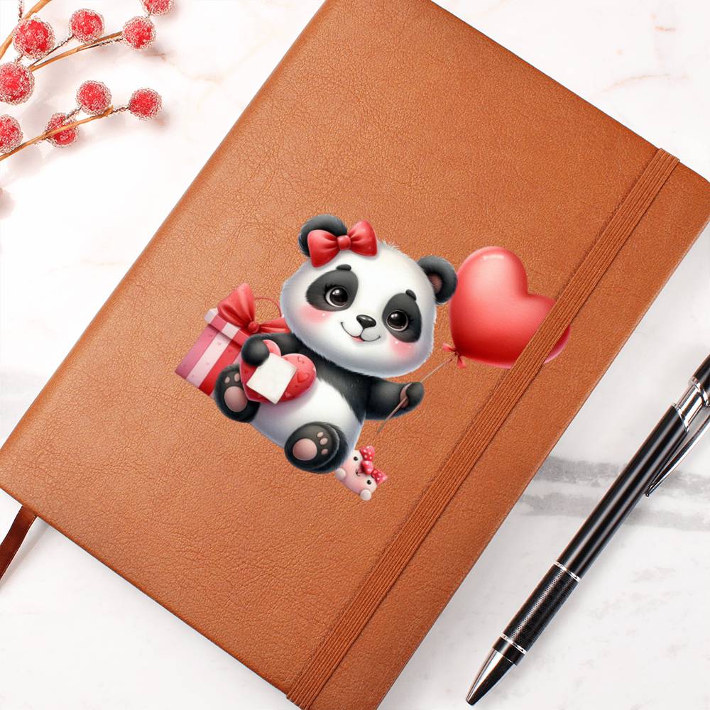 Valentine's Day Panda 002 - Vegan Leather Journal