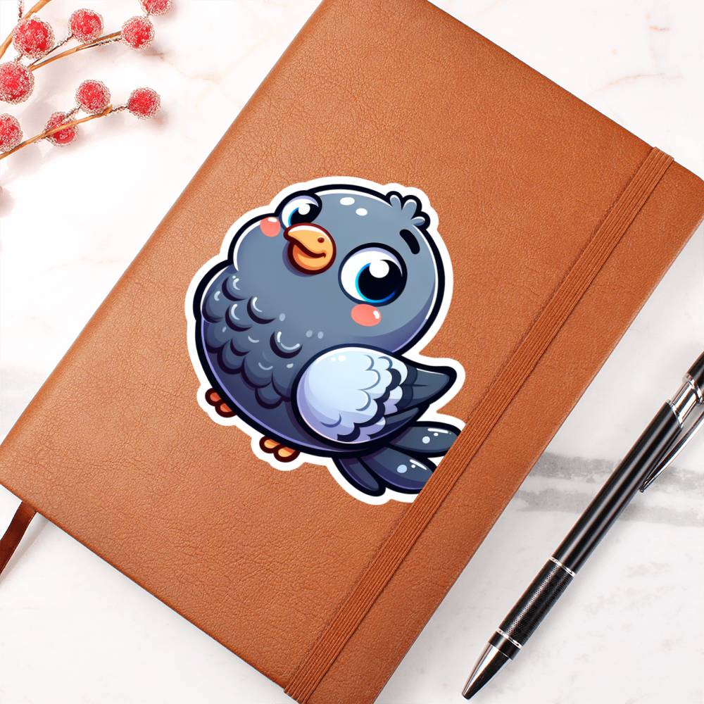 Cute Pigeon sticker 127 - Vegan Leather Journal