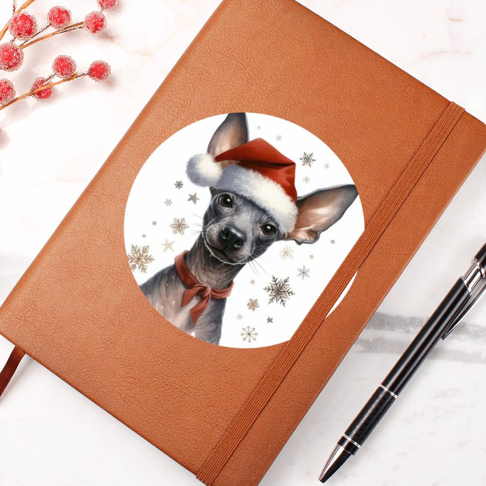 Christmas Dog - Xoloitzcuintli - Vegan Leather Journal