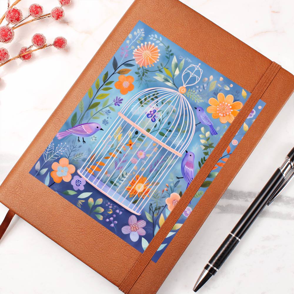 Birds And Floral Design 134 - Vegan Leather Journal