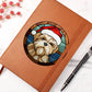 Dog Stained Glass Christmas Design 002 - Vegan Leather Journal