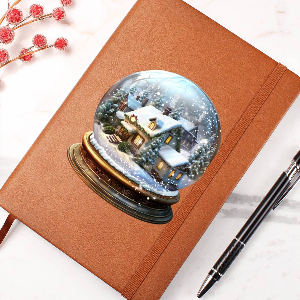 Watercolor Christmas Snow Globe 002 - Vegan Leather Journal